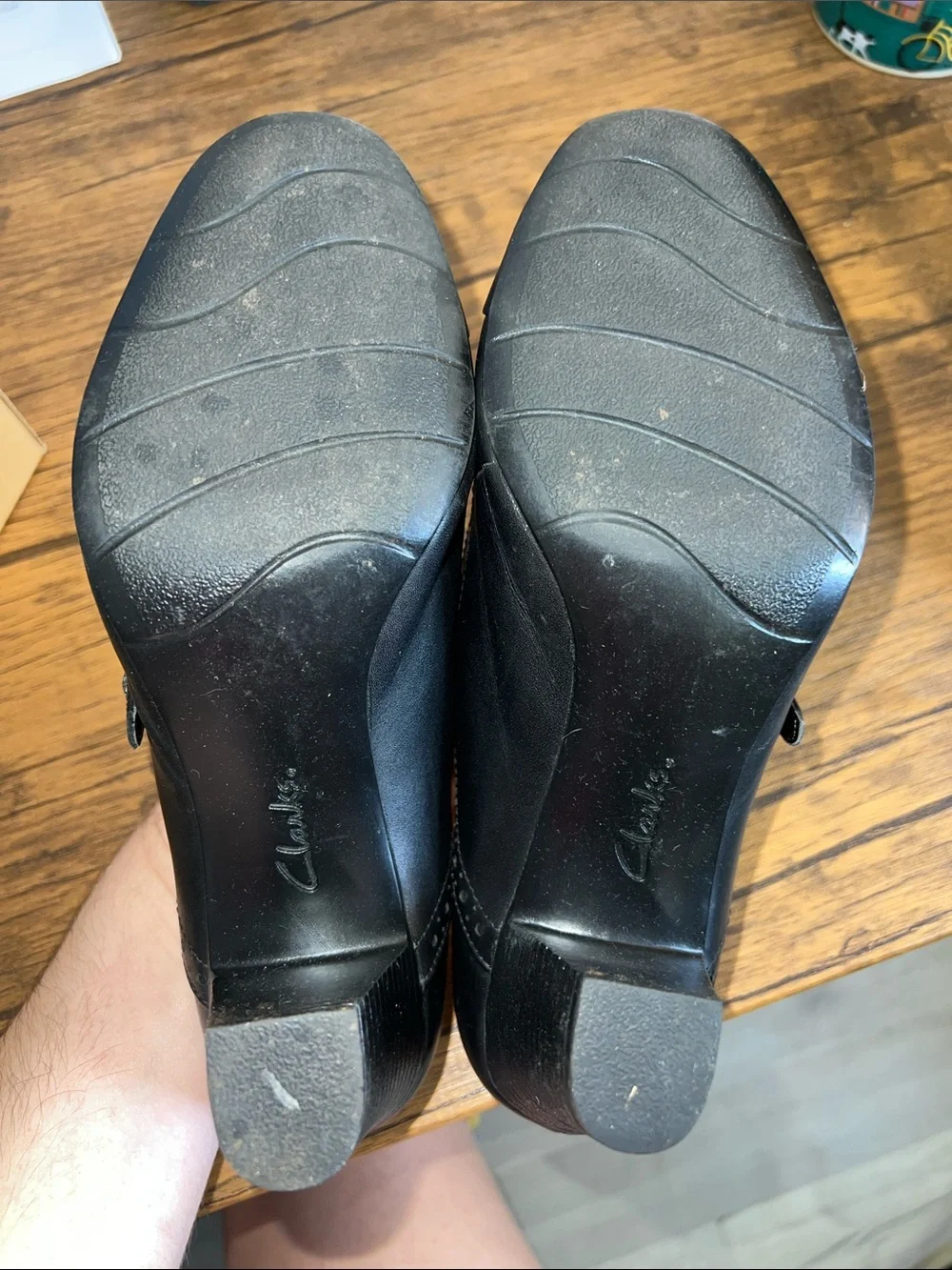 Clarks Women's Leather Black Mary Jane Heels- 8.5